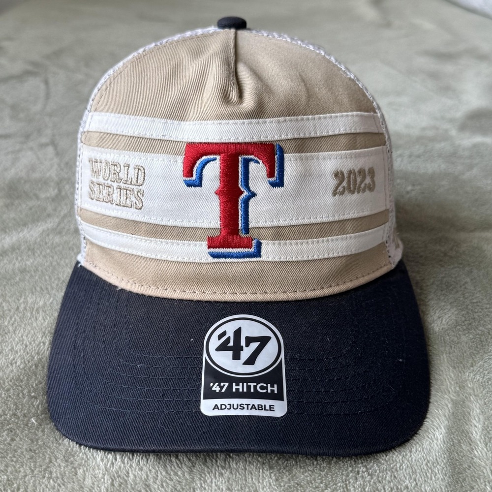 Texas Rangers Hat Cap Snap Back Mens One Size Beige World Series 2023 '47 Brand